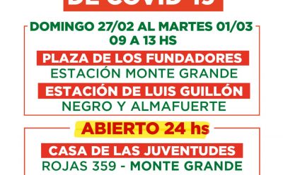 TESTEOS DE COVID-19: HORARIO ESPECIAL DE DOMINGO A MARTES