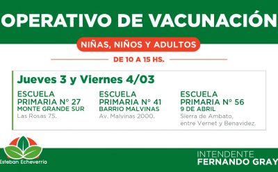 JORNADAS DE VACUNACIÓN DEL CALENDARIO NACIONAL EN ESCUELAS DEL DISTRITO
