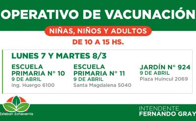 OPERATIVOS DE VACUNACIÓN EN ESCUELAS DE 9 DE ABRIL