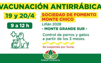 JORNADAS DE VACUNACIÓN ANTIRRÁBICA EN MONTE GRANDE SUR