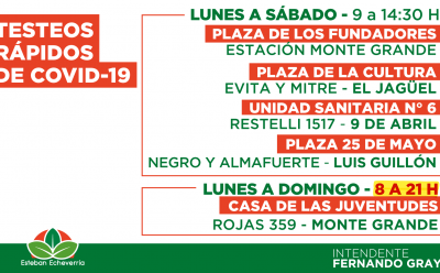 NUEVOS HORARIOS DE LOS CENTROS DE TESTEO CONTRA EL COVID-19