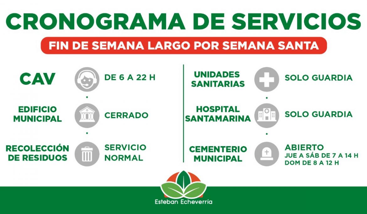 CRONOGRAMA DE SERVICIOS DURANTE SEMANA SANTA