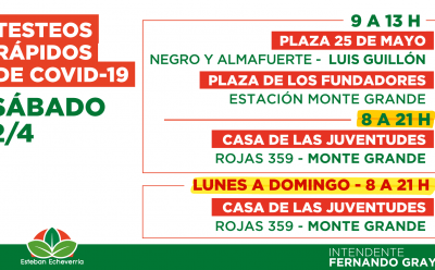 TESTEOS DE COVID-19 DURANTE EL FIN DE SEMANA