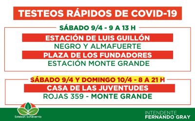 TESTEOS RÁPIDOS Y GRATUITOS DE COVID-19