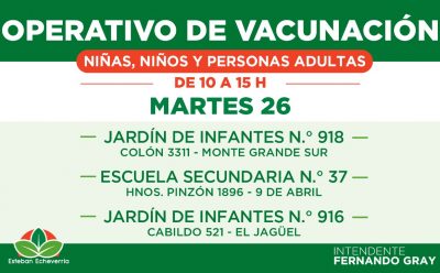 CONTINÚAN LOS OPERATIVOS DE VACUNACIÓN EN ESCUELAS DEL MUNICIPIO
