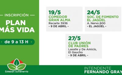 INSCRIPCIONES AL PROGRAMA MÁS VIDA EN ESTEBAN ECHEVERRÍA
