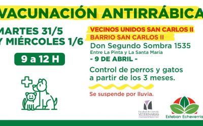 VACUNACIÓN ANTIRRÁBICA Y CONTROL VETERINARIO EN 9 DE ABRIL
