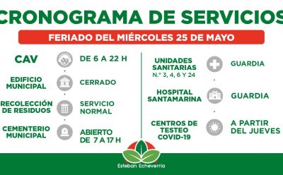 CRONOGRAMA DE SERVICIOS MUNICIPALES DURANTE EL PRÓXIMO FERIADO