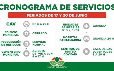 CRONOGRAMA DE SERVICIOS MUNICIPALES DURANTE LOS PRÓXIMOS FERIADOS