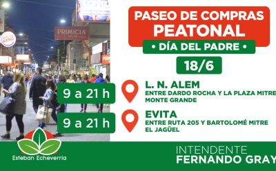 DÍA DEL PADRE: PARA FOMENTAR EL COMERCIO, ALEM Y EVITA SERÁN PEATONALES