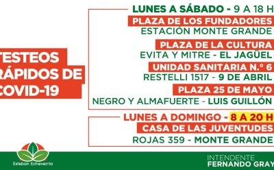NUEVOS HORARIOS DE LOS CENTROS DE TESTEO DE COVID-19