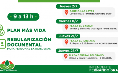 JORNADAS DE INSCRIPCIÓN AL PLAN MÁS VIDA Y REGULARIZACIÓN DOCUMENTAL