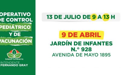 OPERATIVO DE CONTROL PEDIÁTRICO Y VACUNACIÓN EN 9 DE ABRIL