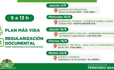 EN AGOSTO, EL MUNICIPIO REALIZARÁ JORNADAS DE INSCRIPCIÓN AL PLAN MÁS VIDA Y DE REGULARIZACIÓN DOCUMENTAL