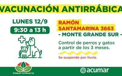 VACUNACIÓN ANTIRRÁBICA Y CONTROL DE MASCOTAS EN MONTE GRANDE SUR