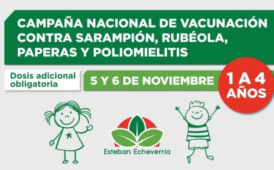 ESTE FIN DE SEMANA CONTINÚA LA CAMPAÑA NACIONAL DE VACUNACIÓN CONTRA SARAMPIÓN, RUBÉOLA, PAPERAS Y POLIOMIELITIS