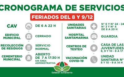 CRONOGRAMA DE SERVICIOS MUNICIPALES DURANTE LOS PRÓXIMOS FERIADOS