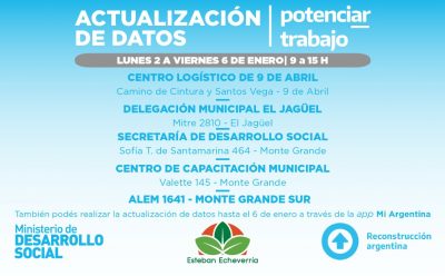EL MUNICIPIO CONTARÁ CON ESPACIOS PARA QUE LAS BENEFICIARIAS Y LOS BENEFICIARIOS DE POTENCIAR TRABAJO ACTUALICEN SUS DATOS PERSONALES
