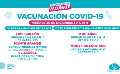 JORNADA DE VACUNACIÓN CONTRA EL COVID-19 DURANTE EL ASUETO EN VÍSPERAS DE AÑO NUEVO