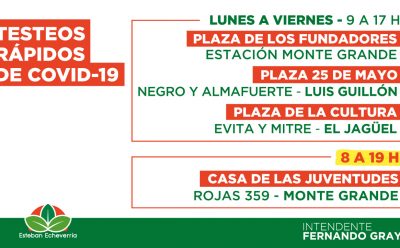 <strong>TESTEOS RÁPIDOS Y GRATUITOS DE DETECCIÓN DE COVID-19</strong>