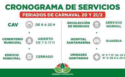 CRONOGRAMA DE SERVICIOS DURANTE LOS DÍAS FERIADOS POR CARNAVAL