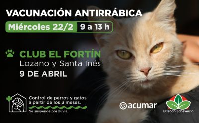 9 DE ABRIL: NUEVO OPERATIVO DE VACUNACIÓN ANTIRRÁBICA