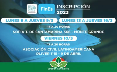 NUEVAS FECHAS DE INSCRIPCIÓN AL PLAN FINES EN ESTEBAN ECHEVERRÍA