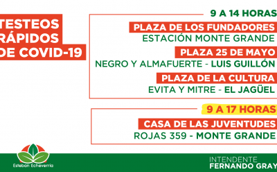 ESTA SEMANA CONTINÚAN LOS TESTEOS GRATUITOS DE COVID-19