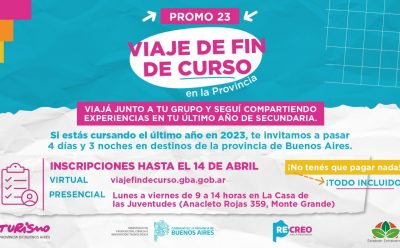 VIAJE DE FIN DE CURSO: CONTINÚA ABIERTA LA INSCRIPCIÓN PARA ESTUDIANTES DEL ÚLTIMO AÑO DE SECUNDARIA