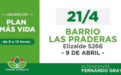 9 DE ABRIL: INSCRIPCIÓN AL PLAN MÁS VIDA