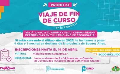 VIAJE DE FIN DE CURSO: ÚLTIMOS DÍAS DE INSCRIPCIÓN PARA ESTUDIANTES DEL ÚLTIMO AÑO DE SECUNDARIA
