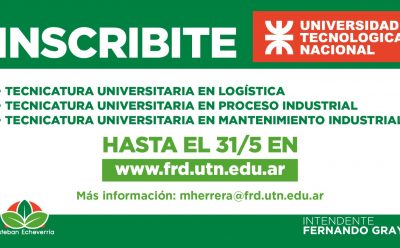 CONTINÚAN LAS INSCRIPCIONES A LAS TECNICATURAS DE LA UTN