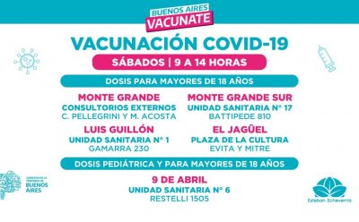 ESTE SÁBADO CONTINÚA LA VACUNACIÓN CONTRA EL COVID-19