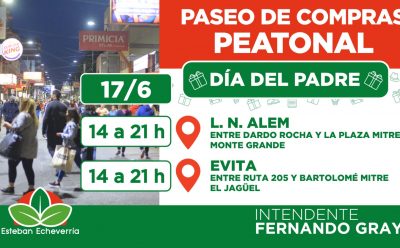 POR EL DÍA DEL PADRE, LOS CENTROS COMERCIALES DE MONTE GRANDE Y EL JAGÜEL SERÁN PASEOS PEATONALES