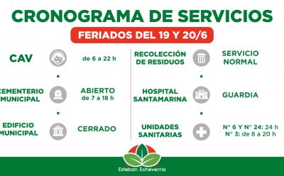 CRONOGRAMA DE SERVICIOS MUNICIPALES DURANTE LOS PRÓXIMOS FERIADOS