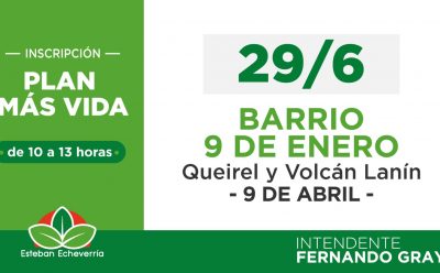 NUEVAS JORNADAS DE INSCRIPCIÓN AL PLAN MÁS VIDA EN 9 DE ABRIL