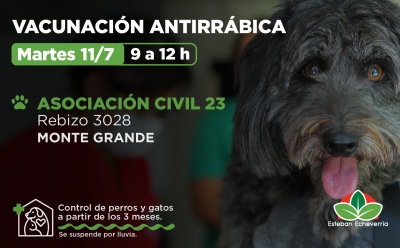 NUEVA JORNADA DE VACUNACIÓN ANTIRRÁBICA EN MONTE GRANDE