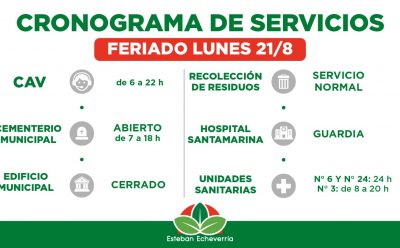 CRONOGRAMA DE SERVICIOS MUNICIPALES DURANTE EL PRÓXIMO FERIADO