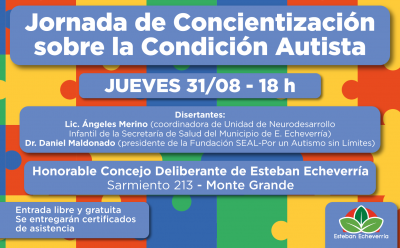 EL MUNICIPIO DE ESTEBAN ECHEVERRÍA Y LA FUNDACIÓN SEAL REALIZARÁN UNA JORNADA DE CONCIENTIZACIÓN SOBRE LA CONDICIÓN AUTISTA