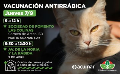 OPERATIVOS DE VACUNACIÓN ANTIRRÁBICA EN MONTE GRANDE SUR Y 9 DE ABRIL
