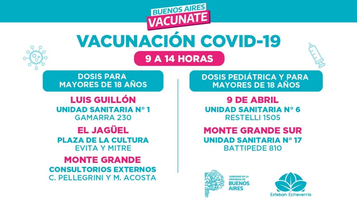 CONTINÚA LA CAMPAÑA DE VACUNACIÓN CONTRA EL COVID-19EN ESTEBAN ECHEVERRÍA