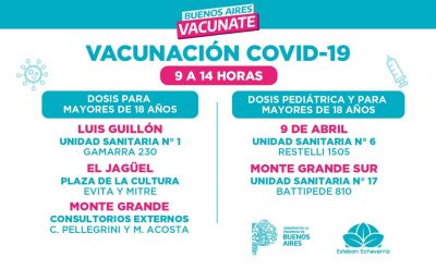 CONTINÚA LA CAMPAÑA DE VACUNACIÓN CONTRA EL COVID-19 EN ESTEBAN ECHEVERRÍA
