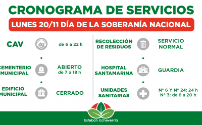CRONOGRAMA DE SERVICIOS DURANTE EL FERIADO DEL DÍA DE LA SOBERANÍA NACIONAL