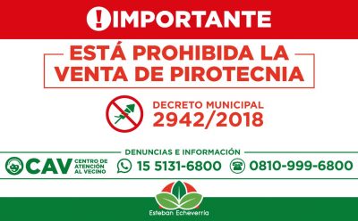 PROHIBICIÓN DE VENTA DE PIROTECNIA EN ESTEBAN ECHEVERRÍA
