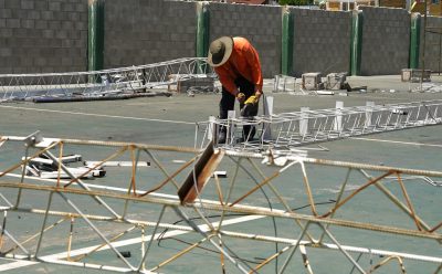 EL MUNICIPIO AVANZA EN LA REPARACIÓN DEL TECHO PARÁBOLICO DEL CLUB ESTRELLA DEL SUR