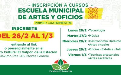 COMIENZA LA INSCRIPCIÓN A LOS CURSOS DE LA ESCUELA MUNICIPAL DE ARTES Y OFICIOS
