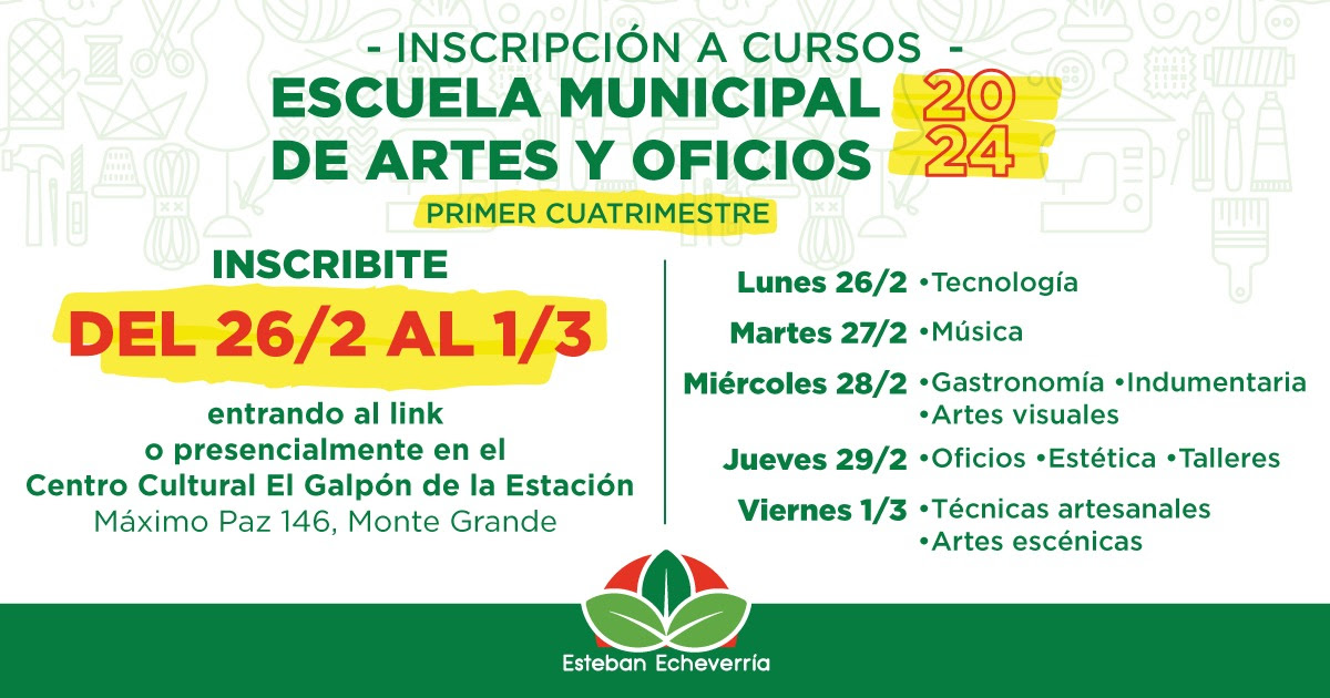 COMIENZA LA INSCRIPCIÓN A LOS CURSOS DE LA ESCUELA MUNICIPAL DE ARTES Y OFICIOS