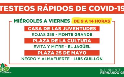 CONTINÚAN LOS TESTEOS DE COVID-19 EN ESTEBAN ECHEVERRÍA