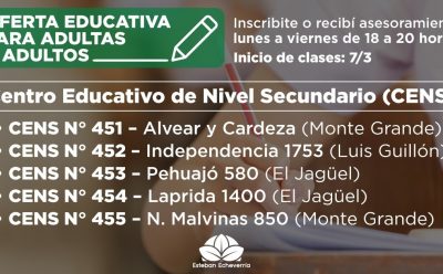 OFERTA EDUCATIVA PARA ADULTAS Y ADULTOS EN ESTEBAN ECHEVERRÍA