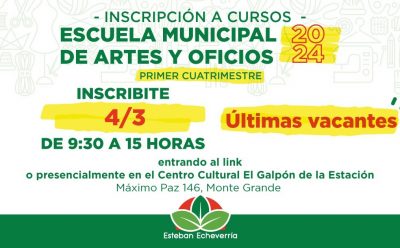 INSCRIPCIÓN A LOS CURSOS DE LA ESCUELA MUNICIPAL DE ARTES Y OFICIOS